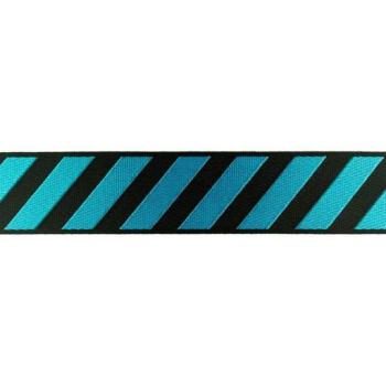 Gurtband 4 cm breit mit Streifen Schwarz/Aqua glänzend
